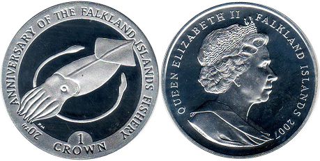 монета Фолклендские Острова 1 крона 2007