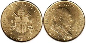 монета Ватикан 200 лир 2001