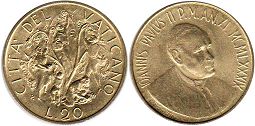 монета Ватикан 20 лир 1989