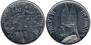 монета Ватикан 50 лир 1966