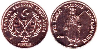монета Западная Сахара 25 песет 2018