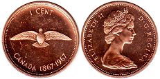 Канада юбилейная монета 1 цент 1967