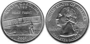 США монета квотер штаты США2001