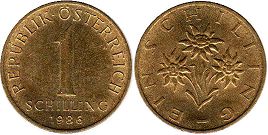 монета Австрия 1 шиллинг 1986