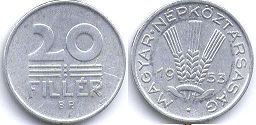 монета Венгрия 20 филлеров 1953