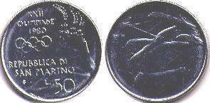 монета Сан-Марино 50 лир 1980