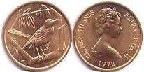 монета Каймановы Острова 1 цент 1972