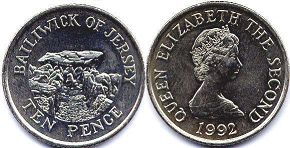 монета Джерси 10 пенсов 1992