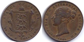 монета Джерси 1/26 шиллинга 1844