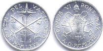 монета Ватикан 1 лира 1967