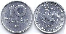 монета Венгрия 10 филлеров 1990