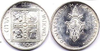 монета Ватикан 500 лир 1977