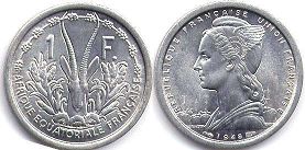 монета Французская Экваториальная Африка 1 франк 1948