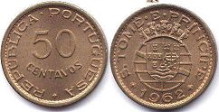 монета Сан-Томе и Принсипи 50 сентаво 1962