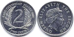монета Восточно-Карибcкие Государства 2 цента 2004