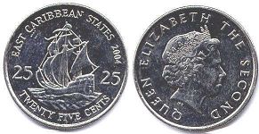 монета Восточно-Карибcкие Государства 25 центов 2004