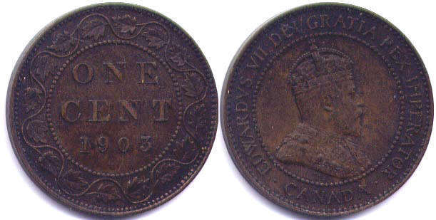 монета Канада монета 1 цент 1903