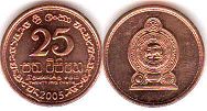 монета Цейлон 25 центов 2005