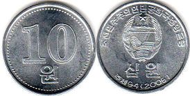 монета Северная Корея (КНДР) 10 вон 2005
