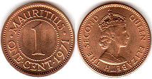 монета Маврикий 1 цент 1971