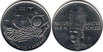 монета Ватикан 100 лир 1969