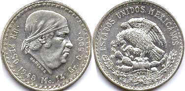 Мексика монета 1 песо 1947