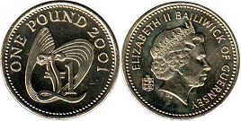 монета Гернси 1 фунт 2001